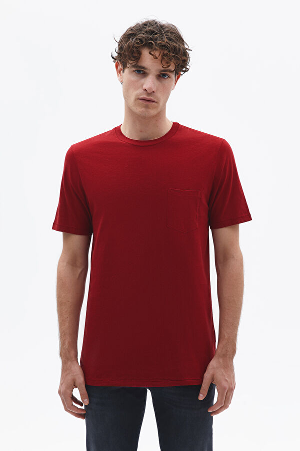 Kırmızı Bisiklet Yaka T-Shirt