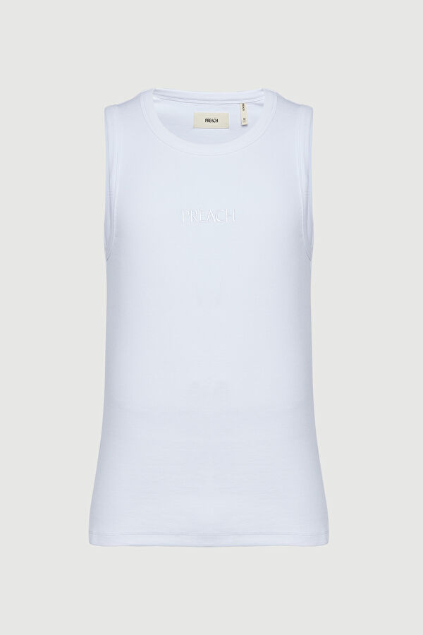 Relax Kalıp Beyaz Bisiklet Yaka T-Shirt