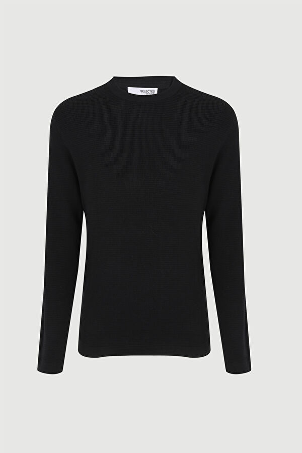SLHROCKS LS KNIT CREW NECK W NOOS, Black, XXL