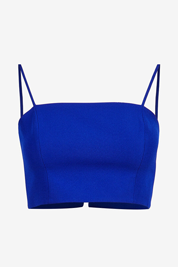 Saks Askılı Crop Bluz 4