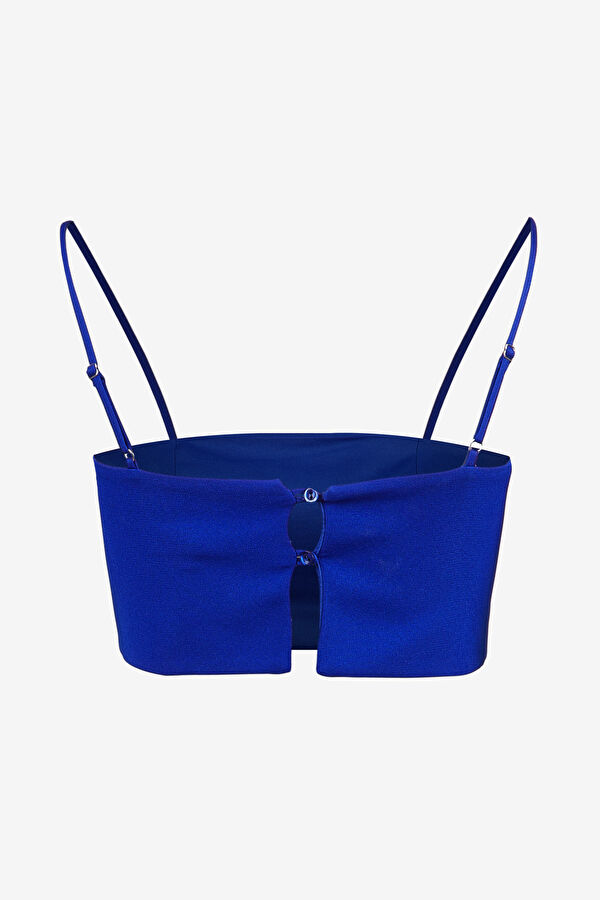Saks Askılı Crop Bluz 5