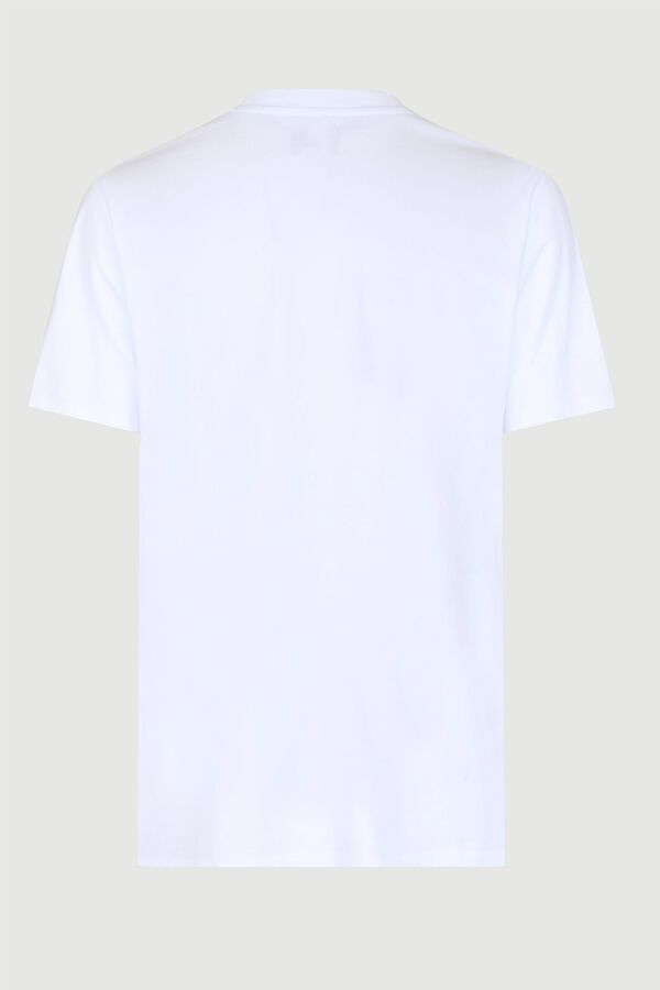Relax Kalıp Beyaz Bisiklet Yaka Baskılı T-Shirt 5