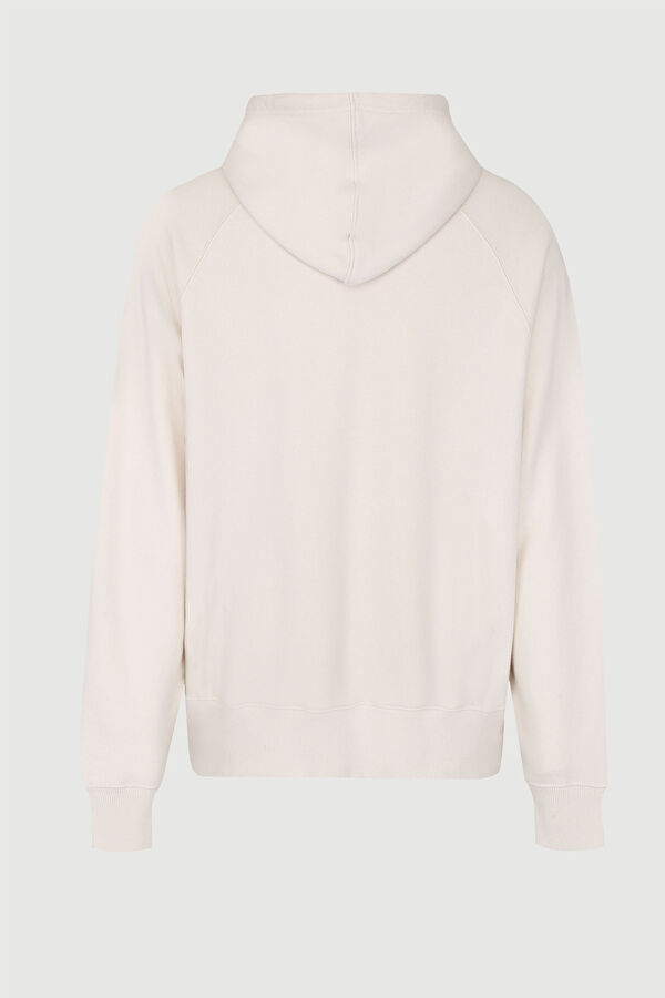 Ekru Relax Kalıp Kapuşonlu Sweatshirt 5