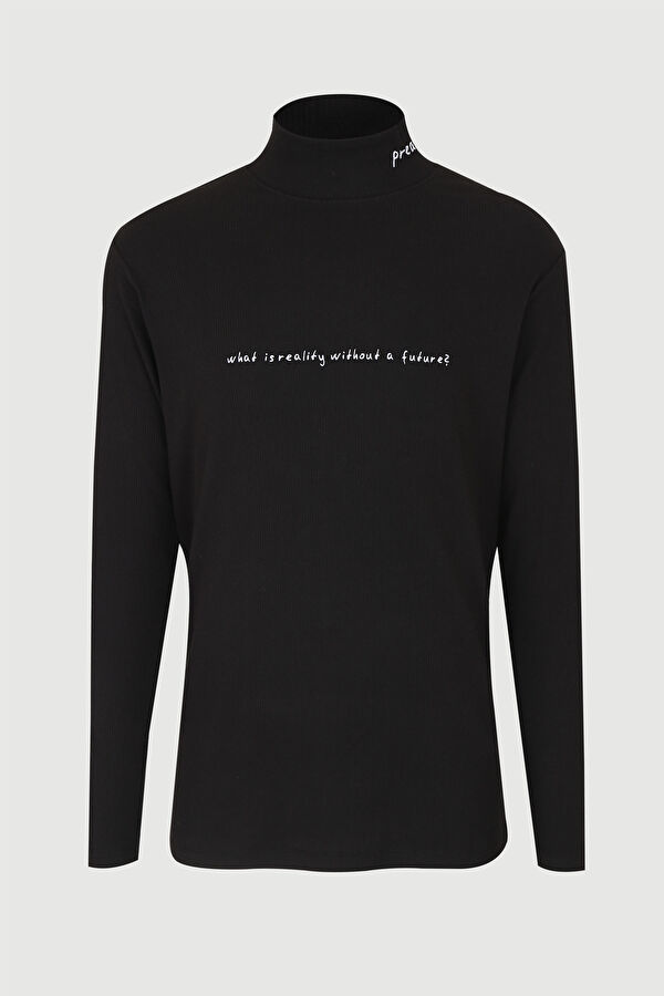 Oversize Siyah Bisiklet Yaka T-Shirt