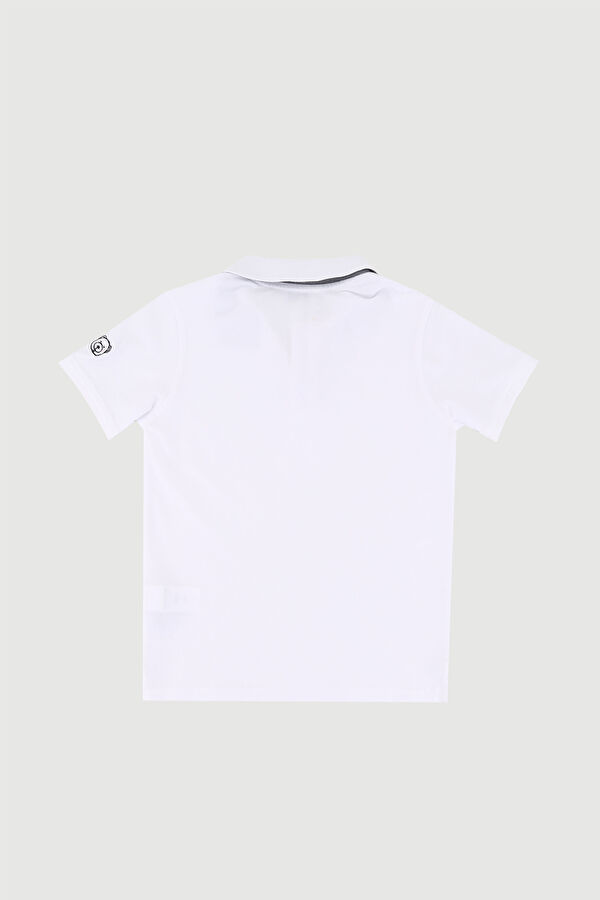 Beyaz Polo Yaka Düz T-Shirt 2