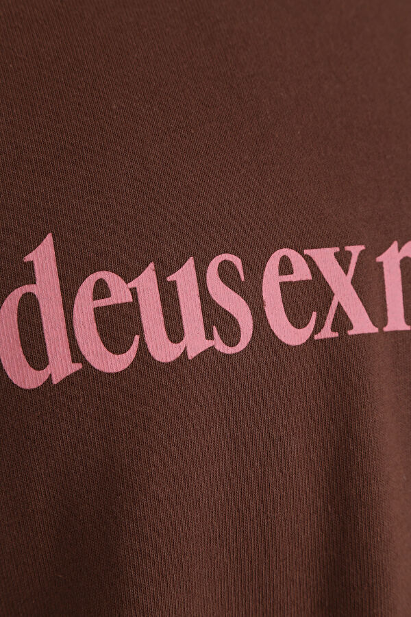 Relax Kalıp Kahve Bisiklet Yaka Baskılı T-Shirt 6