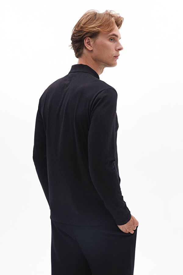 Siyah Polo Yaka Baskılı T-Shirt 3