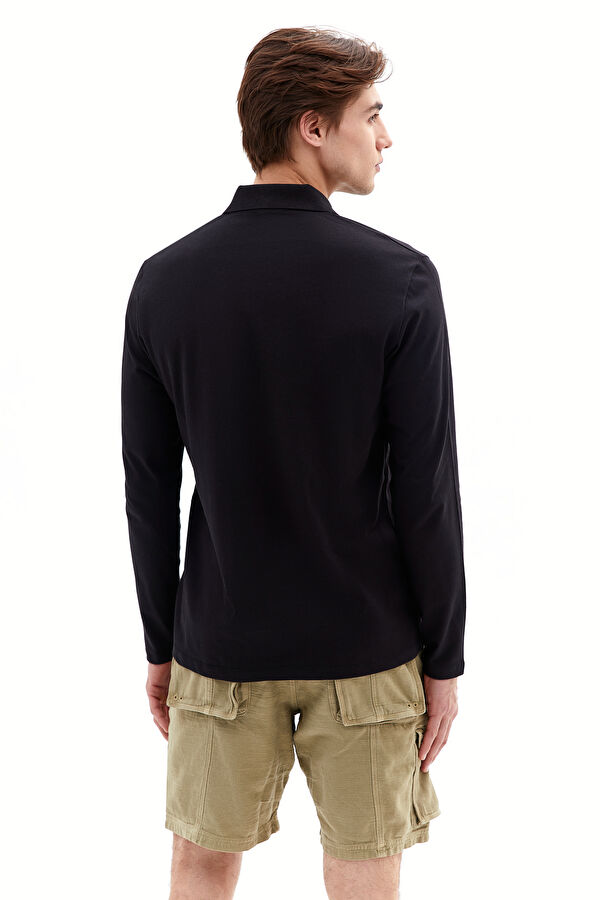 Siyah Polo Yaka Baskılı T-Shirt 6