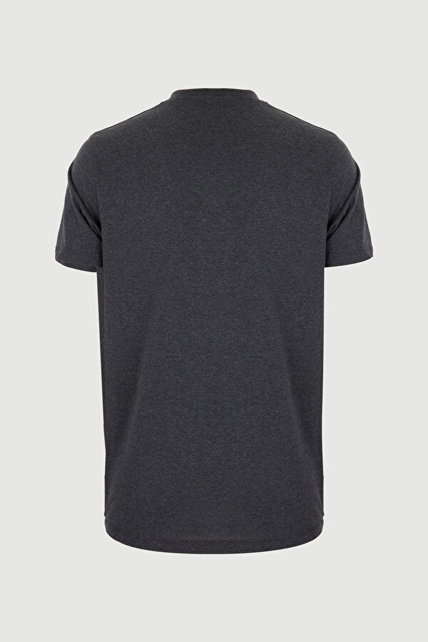 Antrasit Bisiklet Yaka Baskılı T-Shirt 5