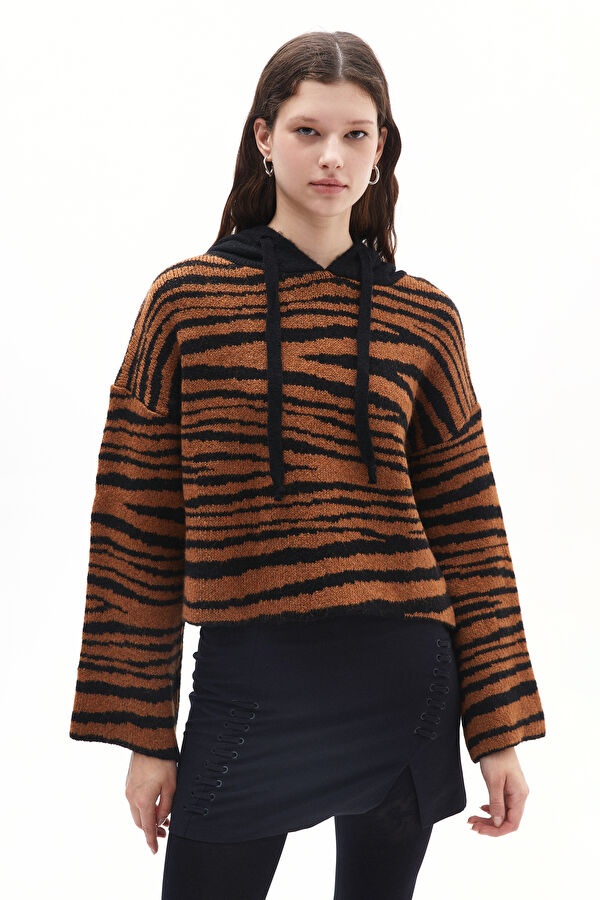 Colorful Patterned Knitted Women's Sweater