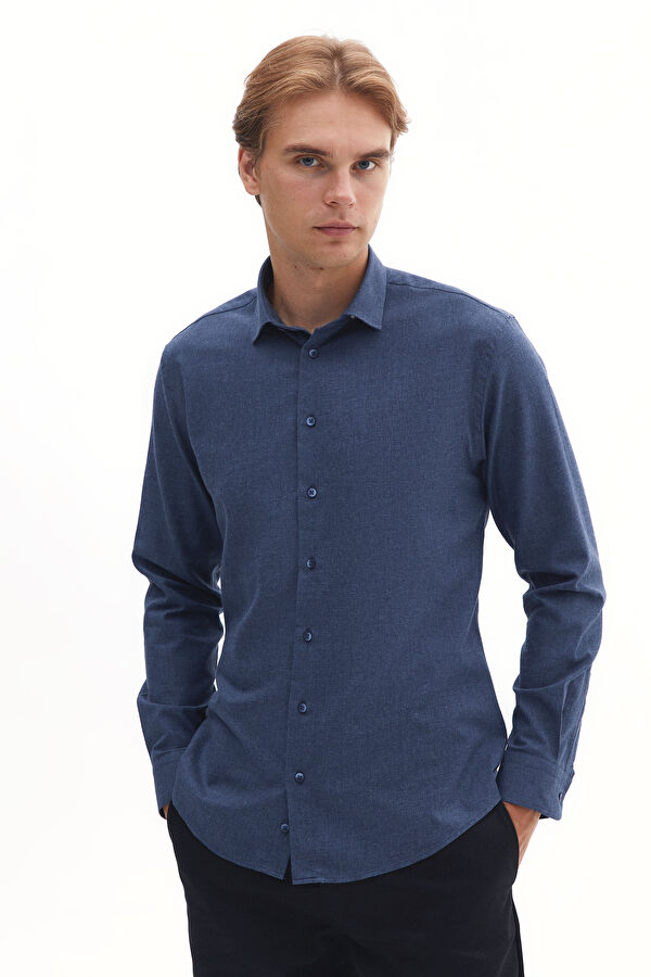 Slim Fit Navy Blue Men's Shirt