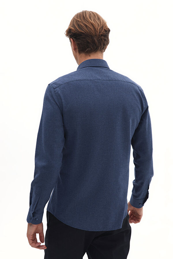 Slim Fit Navy Blue Men's Shirt 2
