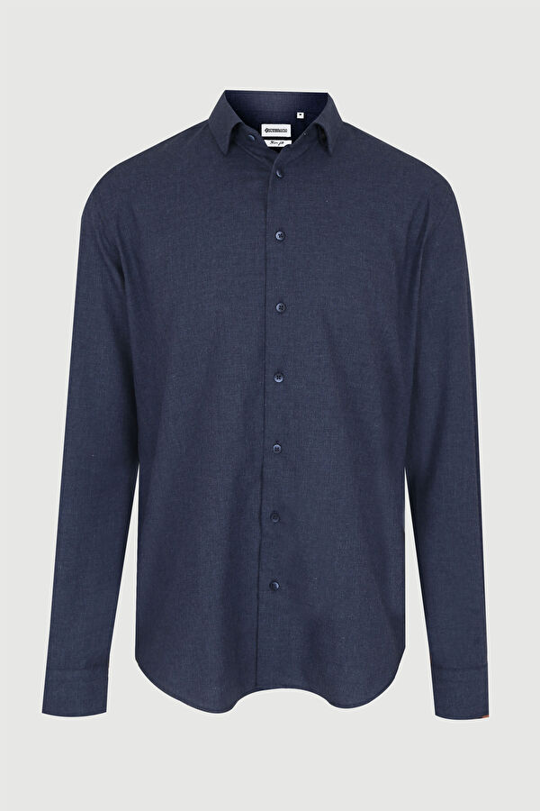 Slim Fit Navy Blue Men's Shirt 3