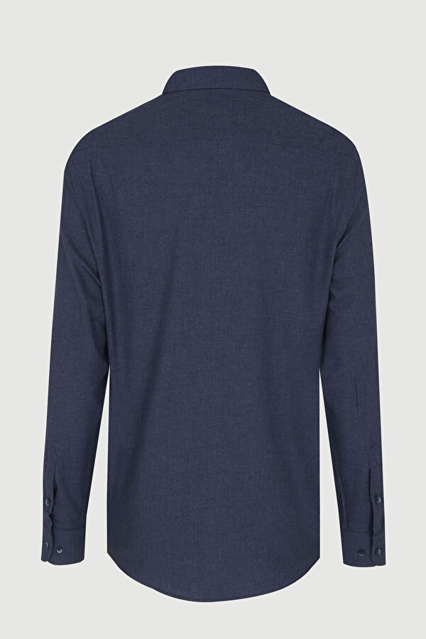 Slim Fit Navy Blue Men's Shirt 4