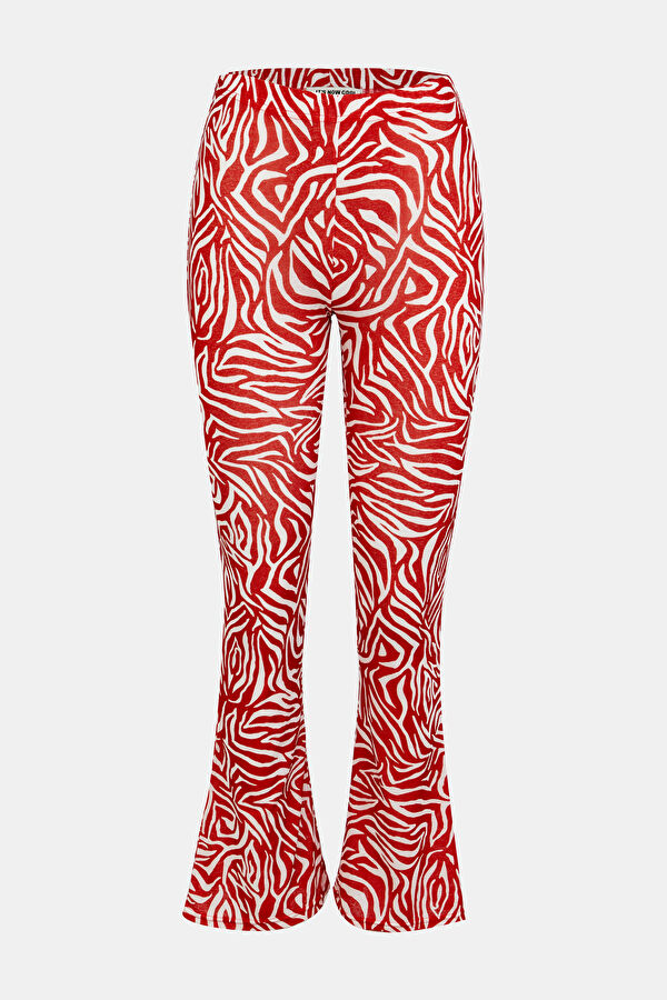 Dar Kalıp Kırmızı Bol Paça Pantolon 3
