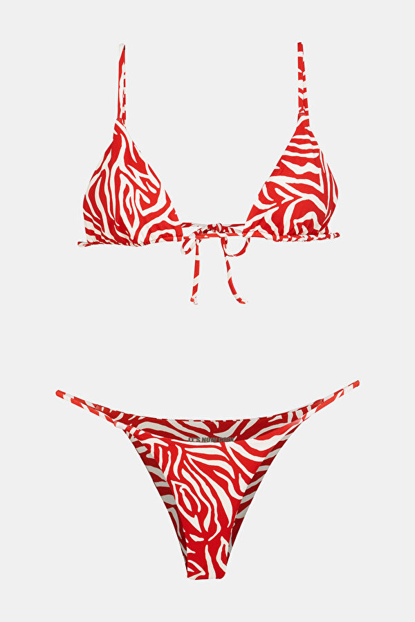Kırmızı Desenli Askılı Bikini