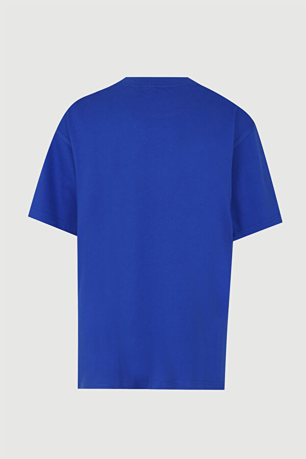 Relax Kalıp Lacivert Bisiklet Yaka T-Shirt 2