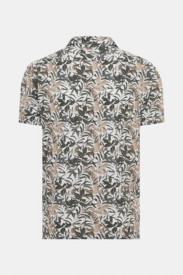 Ekru Hawaii Desenli Gömlek 2