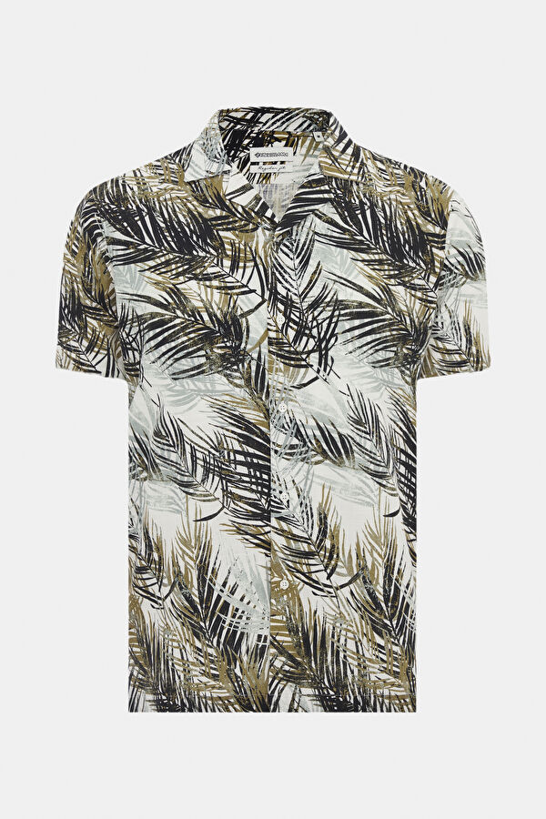 Yeşil Hawaii Desenli Gömlek