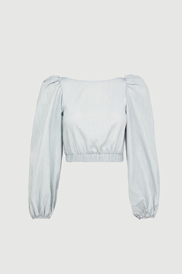 Light Blue Long-Sleeved Women's Blouse