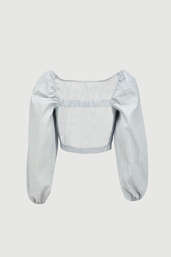 Light Blue Long-Sleeved Women's Blouse 2