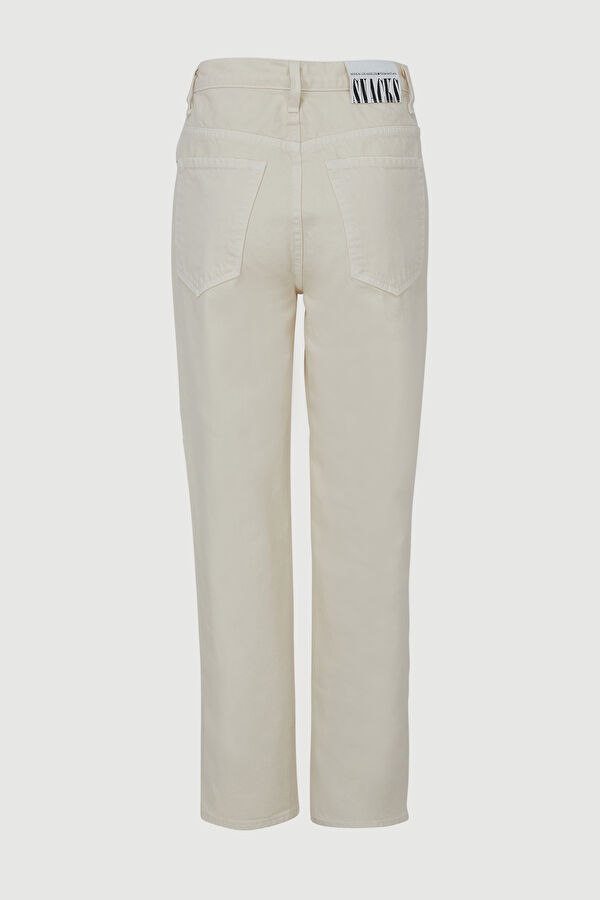 Ekru Boru Paça Denim Pantolon 4