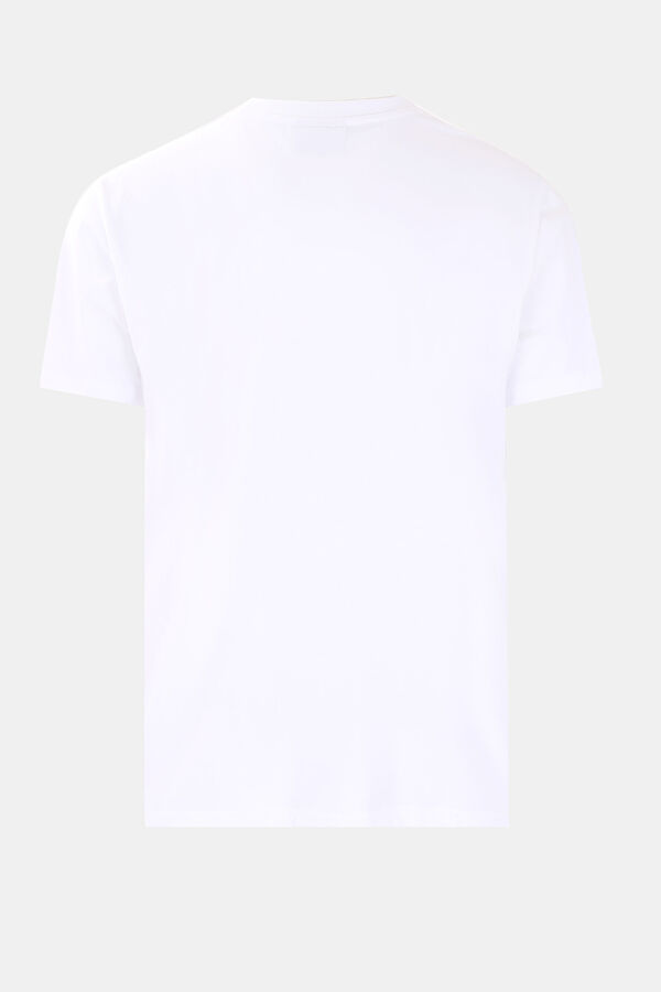 Beyaz Bisiklet Yaka Baskılı T-Shirt 2