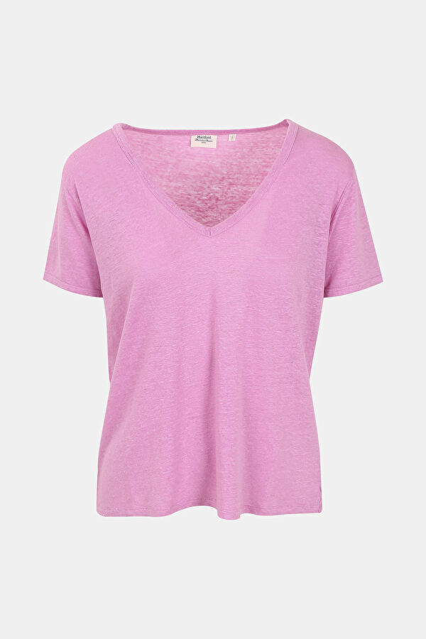 Pembe V Yaka T-Shirt