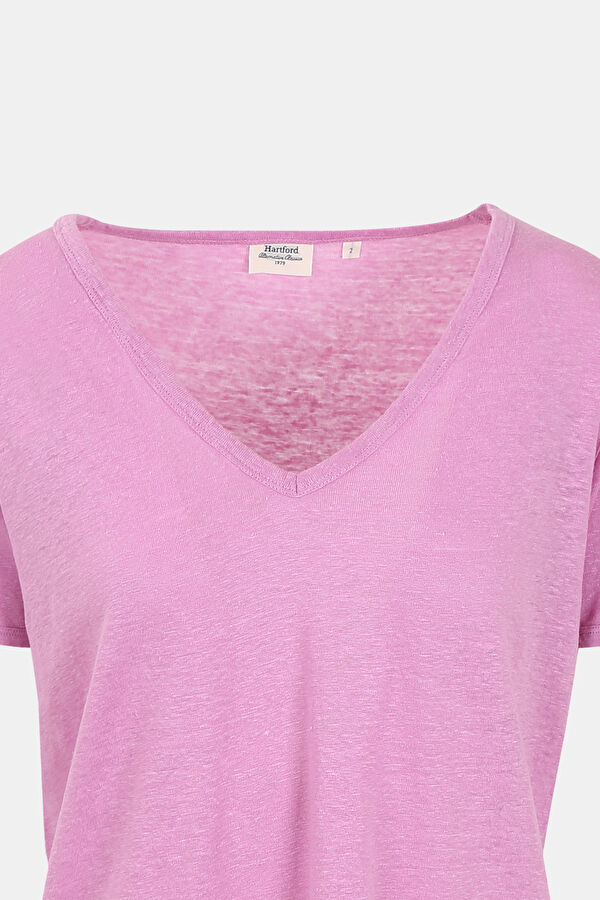 Pembe V Yaka T-Shirt 3