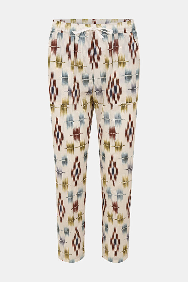 Ekru Boru Paça Pantolon