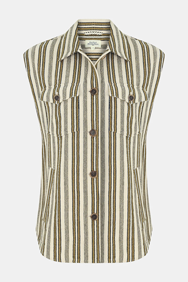 Striped Fabric Women's Vest