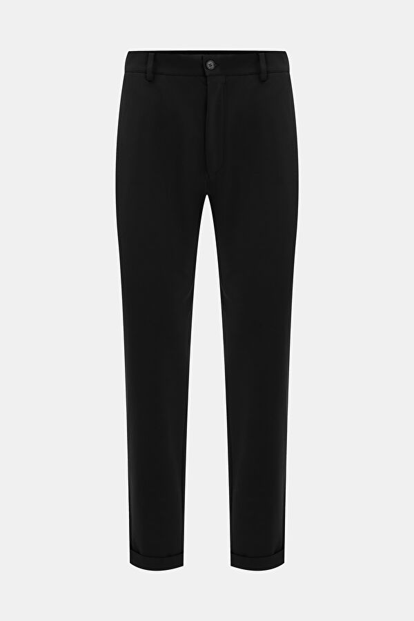Standard Fit Black Straight Leg Viscose Men's Trousers