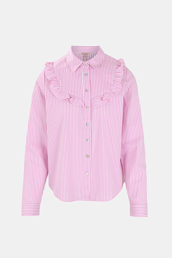 Tailored Pembe Çizgili Hakim Yaka Kadın Gömlek 4