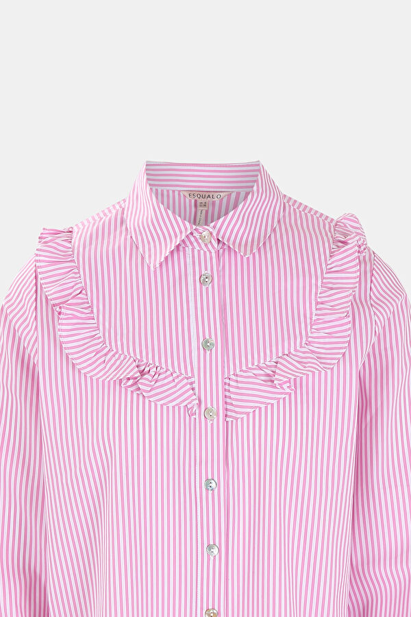 Tailored Pembe Çizgili Hakim Yaka Kadın Gömlek 6