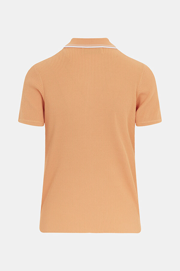 Dar Kalıp Somon Polo Yaka Baskılı T-Shirt 2