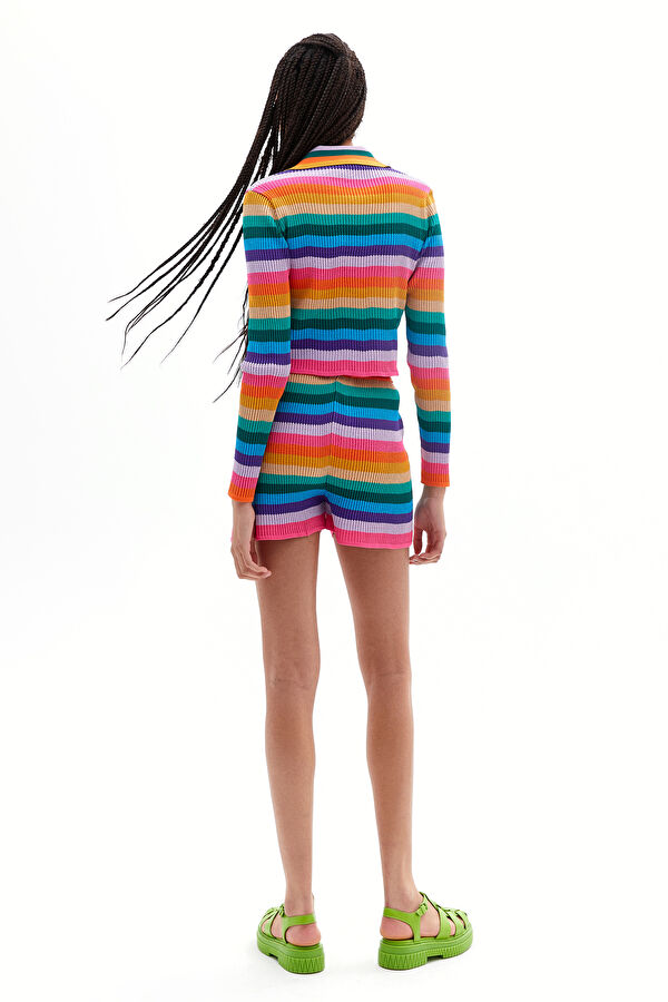 Stripe Knitted Kadın Şort 2