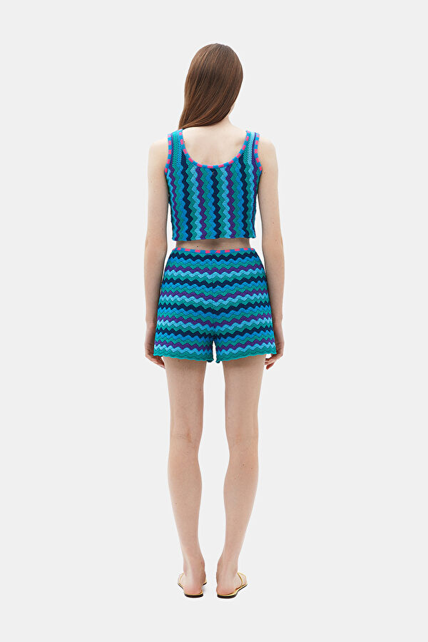 Blue Knit Şort 2