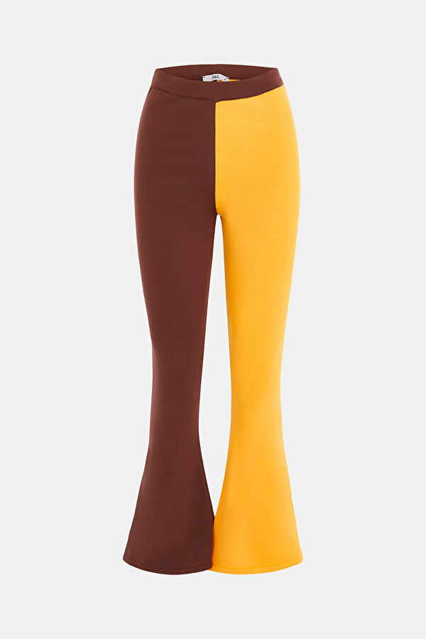 Brown Yellow Women's Trousers
