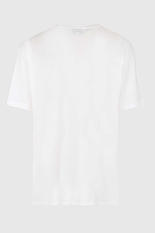 Ekru Bisiklet Yaka Baskılı T-Shirt 4
