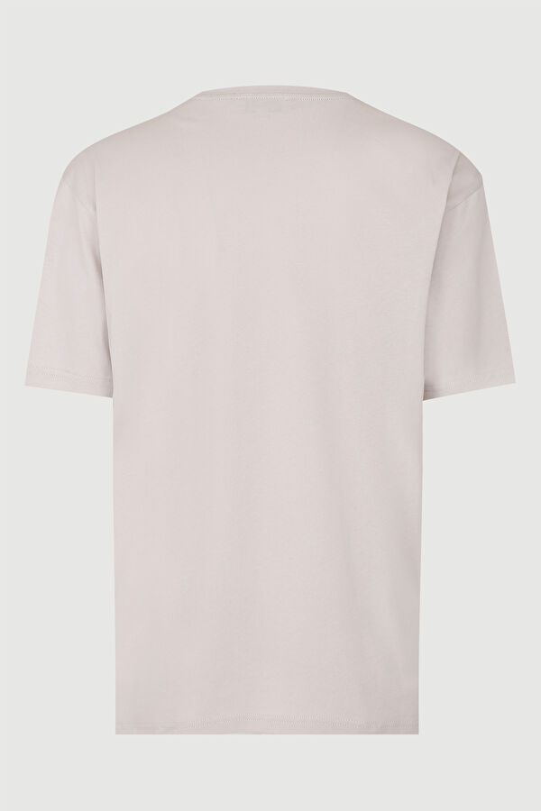 Gri Bisiklet Yaka Biyeli T-Shirt 2