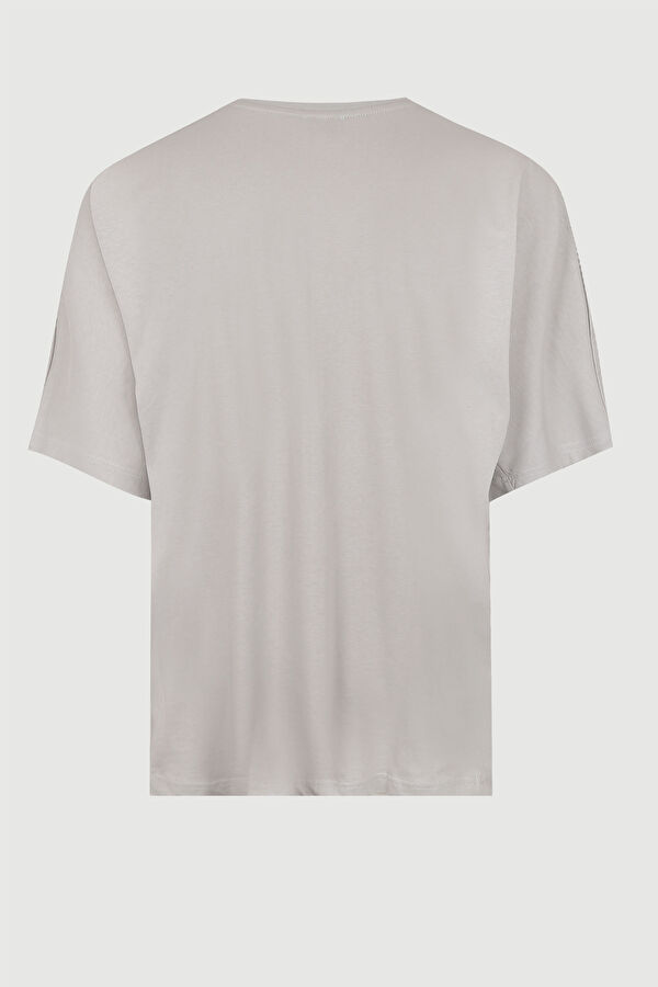 Relax Kalıp Taş Bisiklet Yaka Baskılı T-Shirt 2