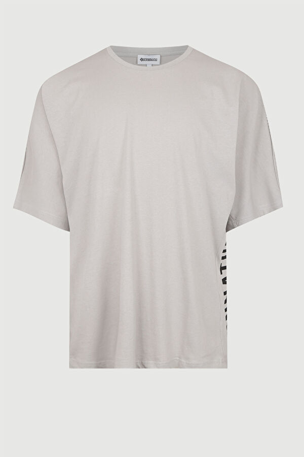 Relax Kalıp Taş Bisiklet Yaka Baskılı T-Shirt 4