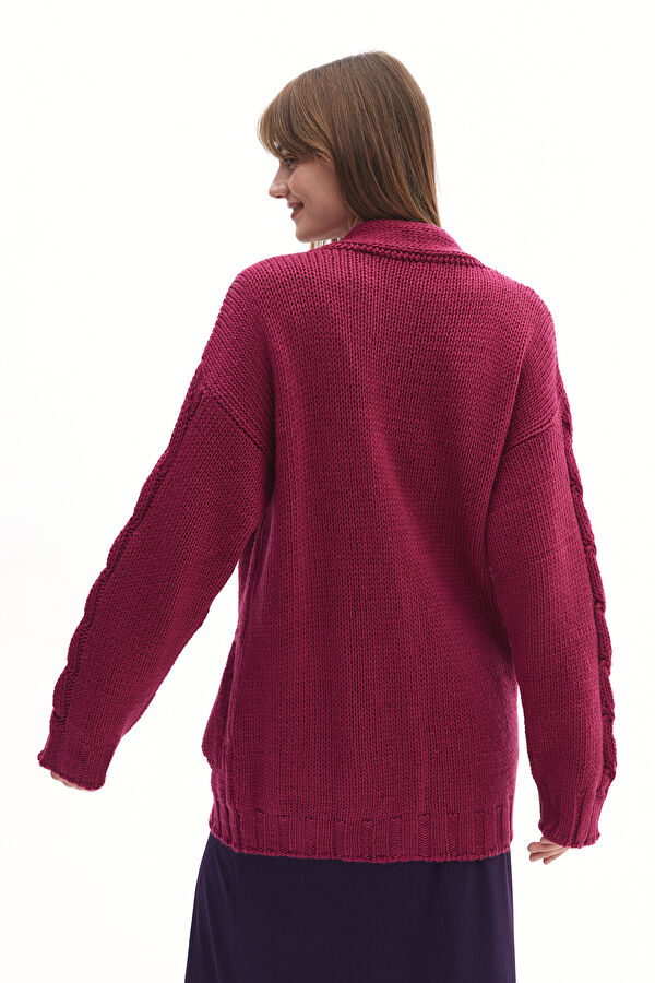 Fuchsia Knitted Women's Cardigan 3