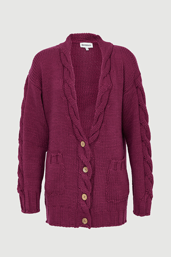 Fuchsia Knitted Women's Cardigan 4