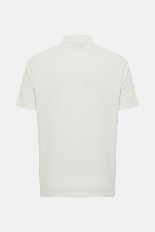 Ekru Polo Yaka Desenli T-Shirt 2