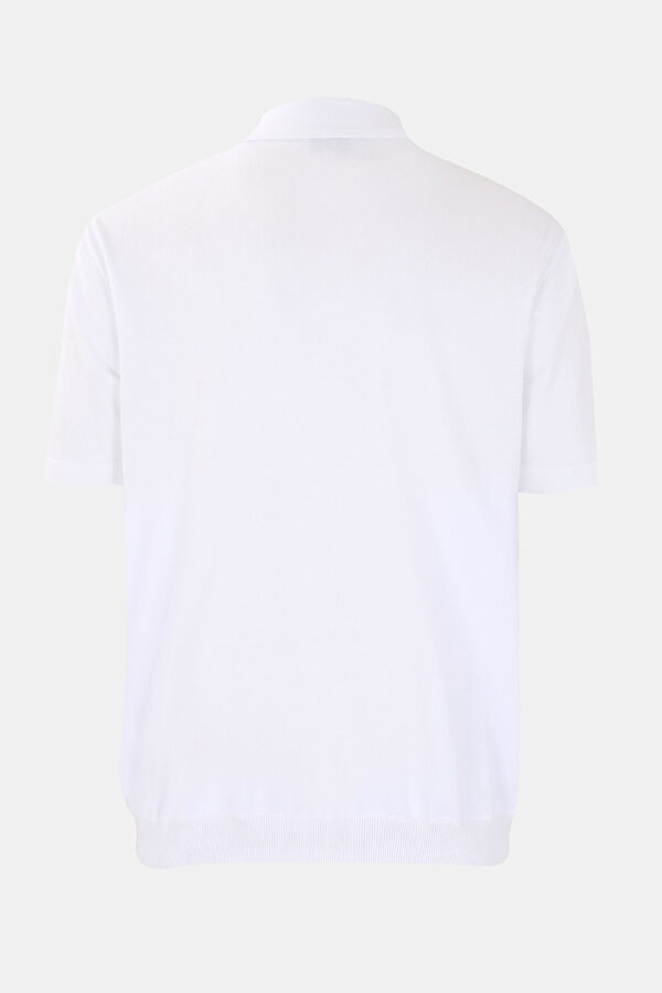 Beyaz Polo Yaka Garni Detaylı T-Shirt 2