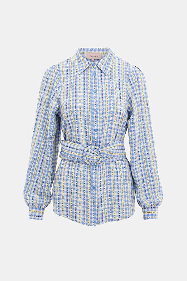 Tailored Mavi Desenli Hakim Yaka Gömlek