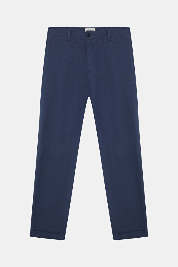 Indigo Straight Leg Linen Viscose Men's Trousers
