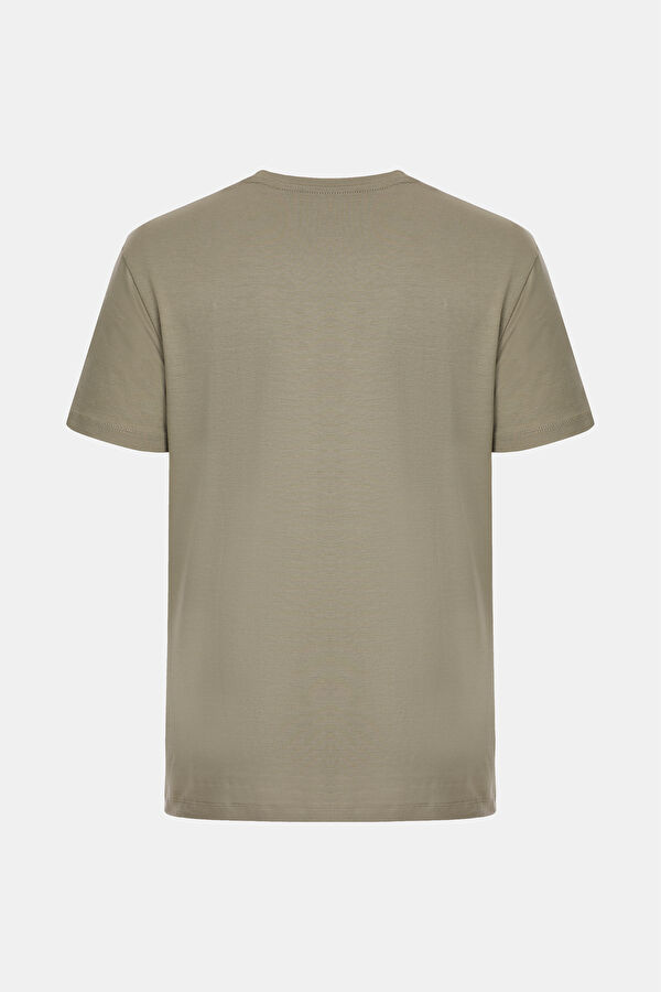 Haki Bisiklet Yaka Erkek T-Shirt 2