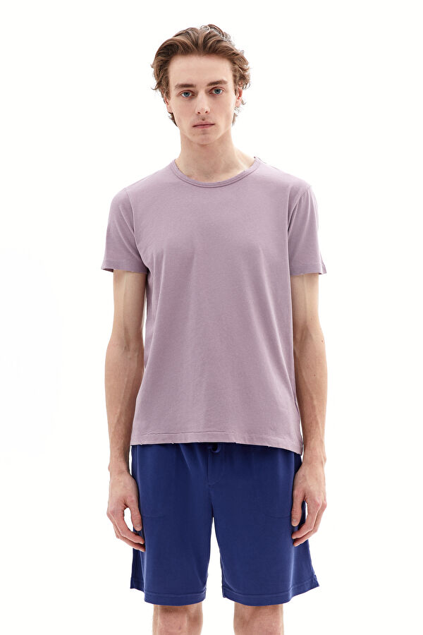 Lila Bisiklet Yaka T-Shirt